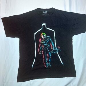 DC Comics Batman Joker T-Shirt Size Large Black Graphic Print Super Heroes